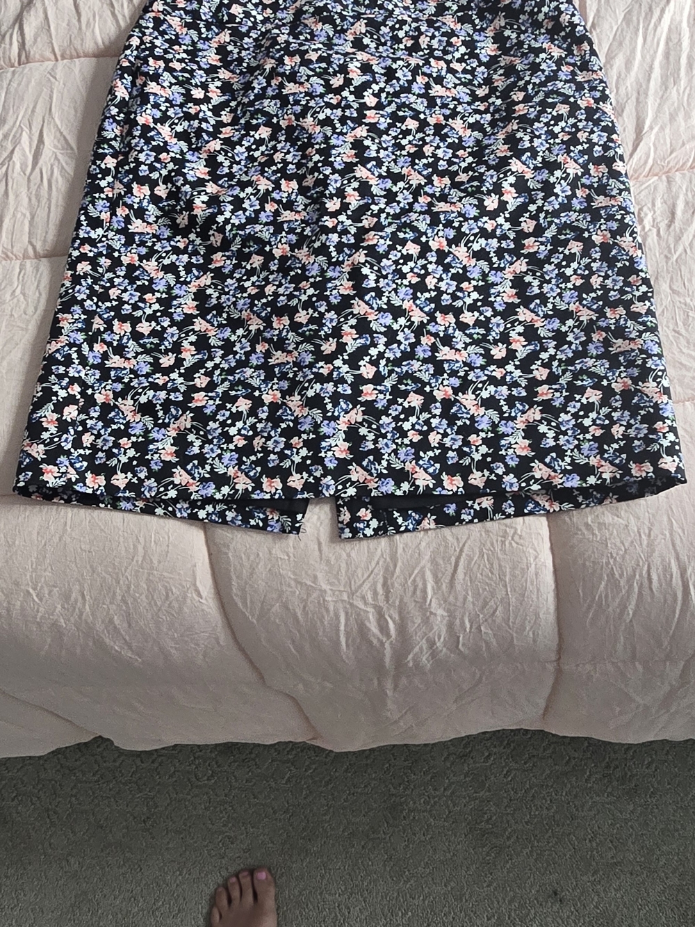 Liz Claiborne Black Business Skirt with Pink and Blue Floral Print